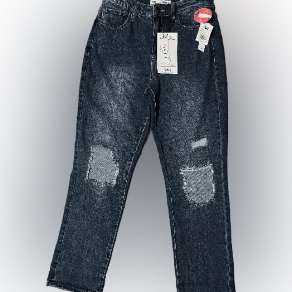 NWT YMI high rise hybrid distressed denim mom jeans dream collection Size 9